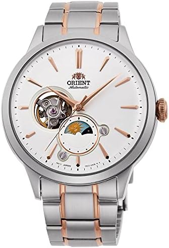 Orient Sun & Moon Watch Men's Automatic Hand Winding Elegant Steel or Leather Wrist Watch with Day and Night Function