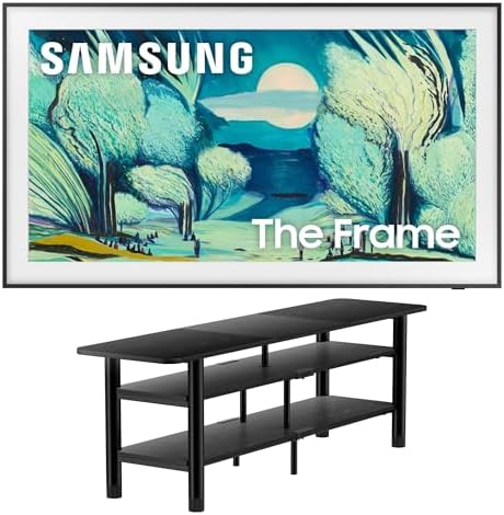 Samsung QN65LS03FAFXZA 65 Inch The Frame QLED 4K Art Mode Vision AI Smart TV with an ErgoAV ERTFL1-01B 60" FlexFold Frame TV Stand (2025)