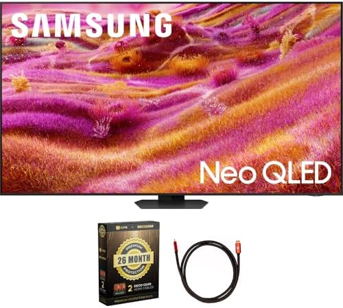 Samsung 65 inch Neo QLED 4K QN90F Vision AI Smart TV (2025) (Renewed) Bundle with Deco Gear 6FT HDMI 2.0 Cable and CPS Exclusive 26 Month Protection Pack (BEACH-CPS-26M3500)