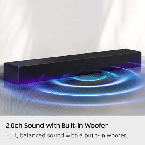 Samsung B-Series Soundbar HW B400F 2.0 ch Soundbar with Built in Subwoofer (2025 Model) One Remote Control, Surround Sound Expansion, Voice Enhance Mode