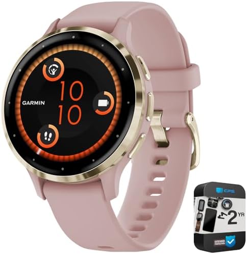 Garmin Venu 3S Fitness GPS Smartwatch Gold Bezel w/Rose Case (41mm) - Refurbished 010-N2785-03 Bundle with 2 YR CPS Enhanced Protection Pack