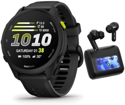 Garmin Forerunner 70 AMOLED GPS Smartwatch (Black) Bundle with Earbuds
