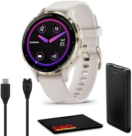 Garmin Venu 3S Fitness and Health Smartwatch AMOLED 41mm (Soft Gold) Bundle