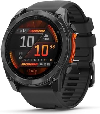 Garmin Fenix 8 51mm AMOLED Multisport GPS Smartwatch, Slate Gray with Black Silicone Band, 010-02905-00 - Bundle w/Deco Essentials 26-Month CPS Plan