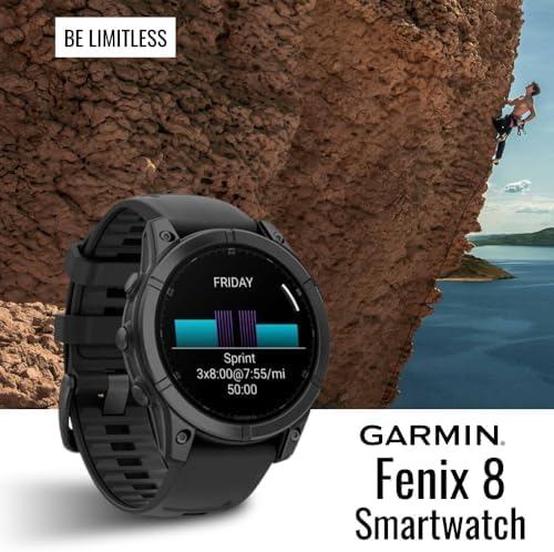 Garmin Fenix 8 Sapphire GPS Smartwatch 51mm (Black/Pebble Gray) Bundle
