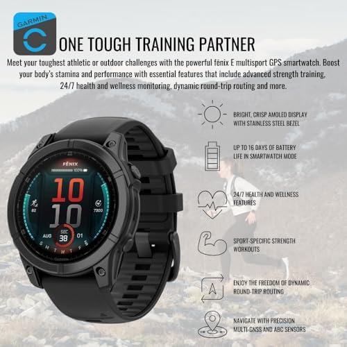 Garmin Fenix 8 Sapphire GPS Smartwatch 51mm (Black/Pebble Gray) Bundle