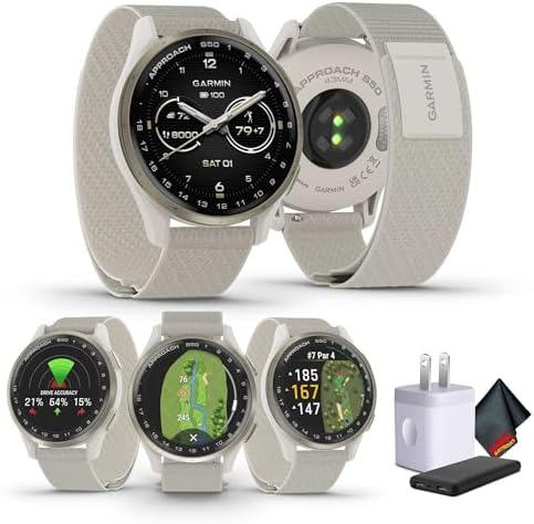Garmin Approach S50 On-Course Golf GPS Watch (Cream Gold/Ivory) Bundle