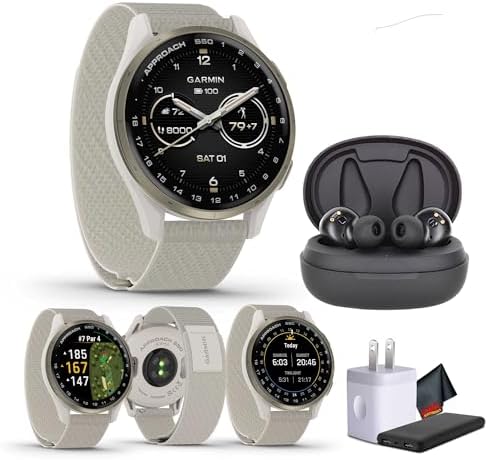 Garmin Approach S50 Advanced Golf GPS Watch (Cream Gold/Ivory) Bundle