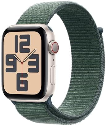 Apple Watch SE (2nd Gen) [GPS + Cellular 44mm] Smartwatch with Starlight Aluminum Case with Lake Green Sport Loop One Size (Renewed)