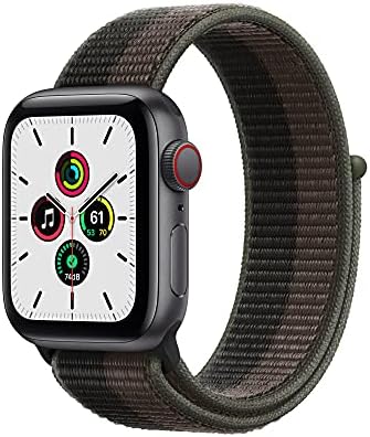 Apple Watch SE [GPS + Cellular, 40mm] - Space Grey Aluminium Case with Tornado/Grey Sport Loop, Standard (Renewed)