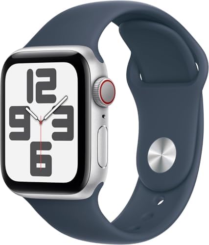 Apple Watch SE (2nd Gen) [GPS + Cellular 40mm] - Silver Aluminum Case with Storm Blue Sport Band (Renewed Premium)