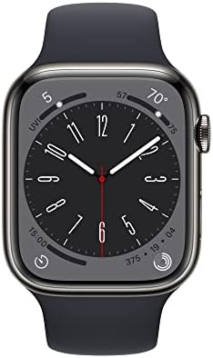 Apple Watch Series 8 (GPS+Cellular, 45MM) Graphite Stainless Steel Case with Midnight Sport Band, S/M(Renewed)