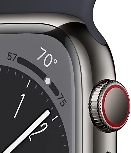 Apple Watch Series 8 (GPS+Cellular, 45MM) Graphite Stainless Steel Case with Midnight Sport Band, S/M(Renewed)
