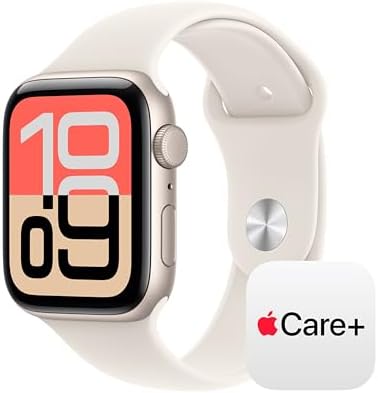 Apple Watch SE 3 [GPS 44mm] Smartwatch with Starlight Aluminium Case with Starlight Sport Band - M/L. Fitness and Sleep Trackers, Heart Rate Monitor with AppleCare+ (2 Years)