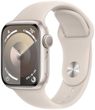 Apple Watch Series 9 [GPS 41mm] Smartwatch with Starlight Aluminum Case with Starlight Sport Band M/L. Fitness Tracker, Blood Oxygen & ECG Apps, Always-On Retina Display