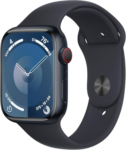 Apple Watch Series 9 (GPS + LTE) 45MM Midnight Aluminum Case Black Sport Band (Renewed Premium)
