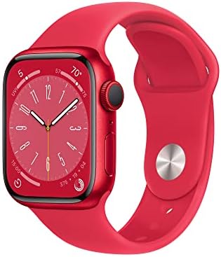 Apple Watch Series 8 [GPS + Cellular 41mm] Smart watch w/ (PRODUCT)RED Aluminum Case w/ (PRODUCT)RED Sport Band-M/L. Fitness Tracker, Blood Oxygen & ECG Apps, Always-On Retina Display, Water Resistant