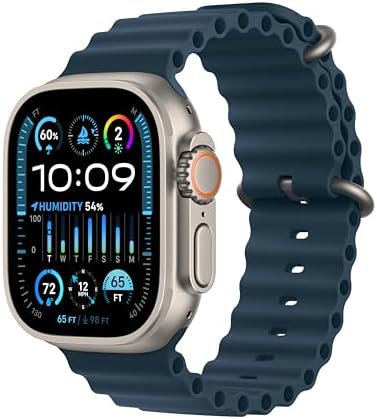 Apple Watch Ultra 2 [GPS + Cellular 49mm] Smartwatch with Rugged Titanium Case & Blue Ocean Band One Size. Fitness Tracker, Precision GPS, Action Button, Extra-Long Battery Life