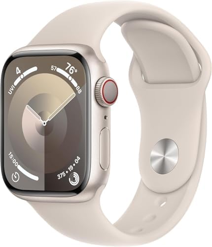 Apple Watch Series 9 [GPS, 45mm] - Starlight Aluminum Case with Starlight Sport Band, M/L (Renewed Premium)