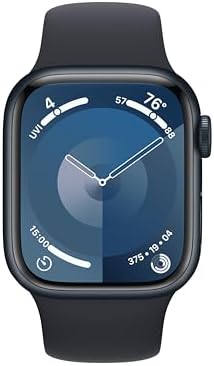 Apple Watch Series 9 [GPS 41mm] Smartwatch with Midnight Aluminum Case with Midnight Sport Band M/L. Fitness Tracker, ECG Apps, Always-On Retina Display, Water Resistant