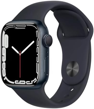 Apple Watch Series 7 (GPS, 41mm) Midnight Aluminum Case with Midnight Sport Band, Regular (Renewed)