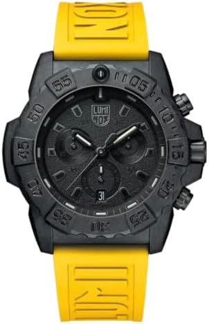 Luminox Navy Seal Chronograph Men's Watch, Black Case with Green Luminescent Markers,Yellow Rubber Strap, Model XS.CE81.BO