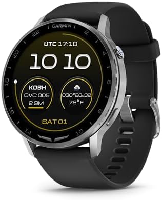 Garmin D2™ Air X15, Versatile Aviator Smartwatch with GPS, LED Flashlight, Health and Fitness Features, Aviation Weather, Built-in Microphone/Speaker, Silver with Black Silicone Band