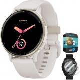 Garmin 010-02862-11 Vivoactive 5 Fitness Smartwatch, Ivory Bundle with Deco Essentials 2-Pack Screen Protector and 2 YR CPS Enhanced Protection Pack