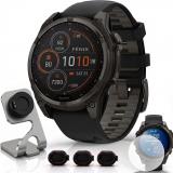 Garmin Fenix 8 47mm AMOLED Multisport GPS Smartwatch, Slate Gray with Black Silicone Band, 010-02904-00 - Bundle w/Deco Essentials Charging Dock, Dust Cover and Screen Protector